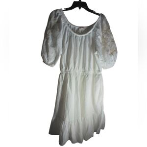 Knox Rose Elegant White Dress boho puffy embroidered sleeves xl